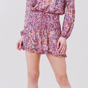 Lavender Brown Smocked Floral Shorts